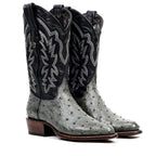 Austin Ostrich Boots - Zinc Gray - Roper Toe (AV201)