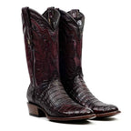 Rhodes Caiman Hornback Boots - Black Cherry - Round Toe (LM220)