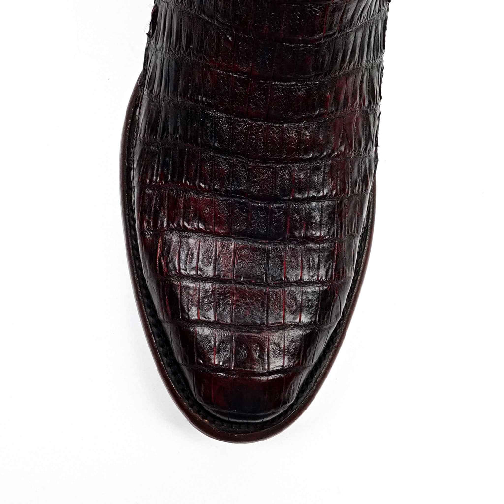 Rhodes Caiman Hornback Boots - Black Cherry - Round Toe (LM220)