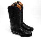 Grizzly Black Cowgirl Boots- Short Shaft - Narrow Square Toe (E862)