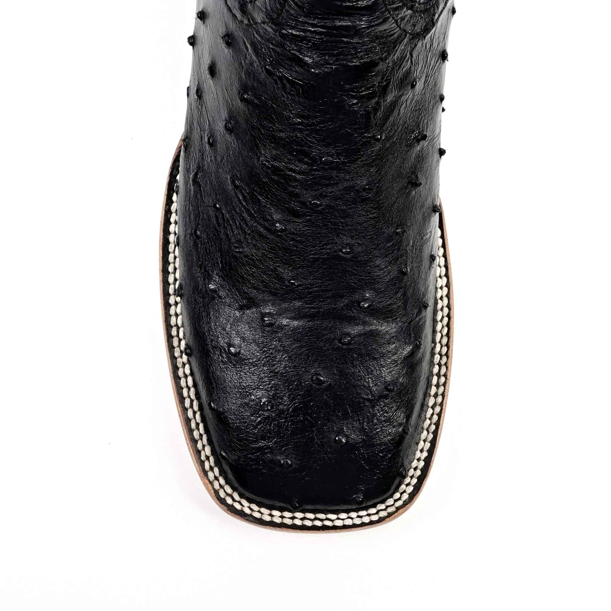 Austin Ostrich Boots - Black - Square Toe (AV20)