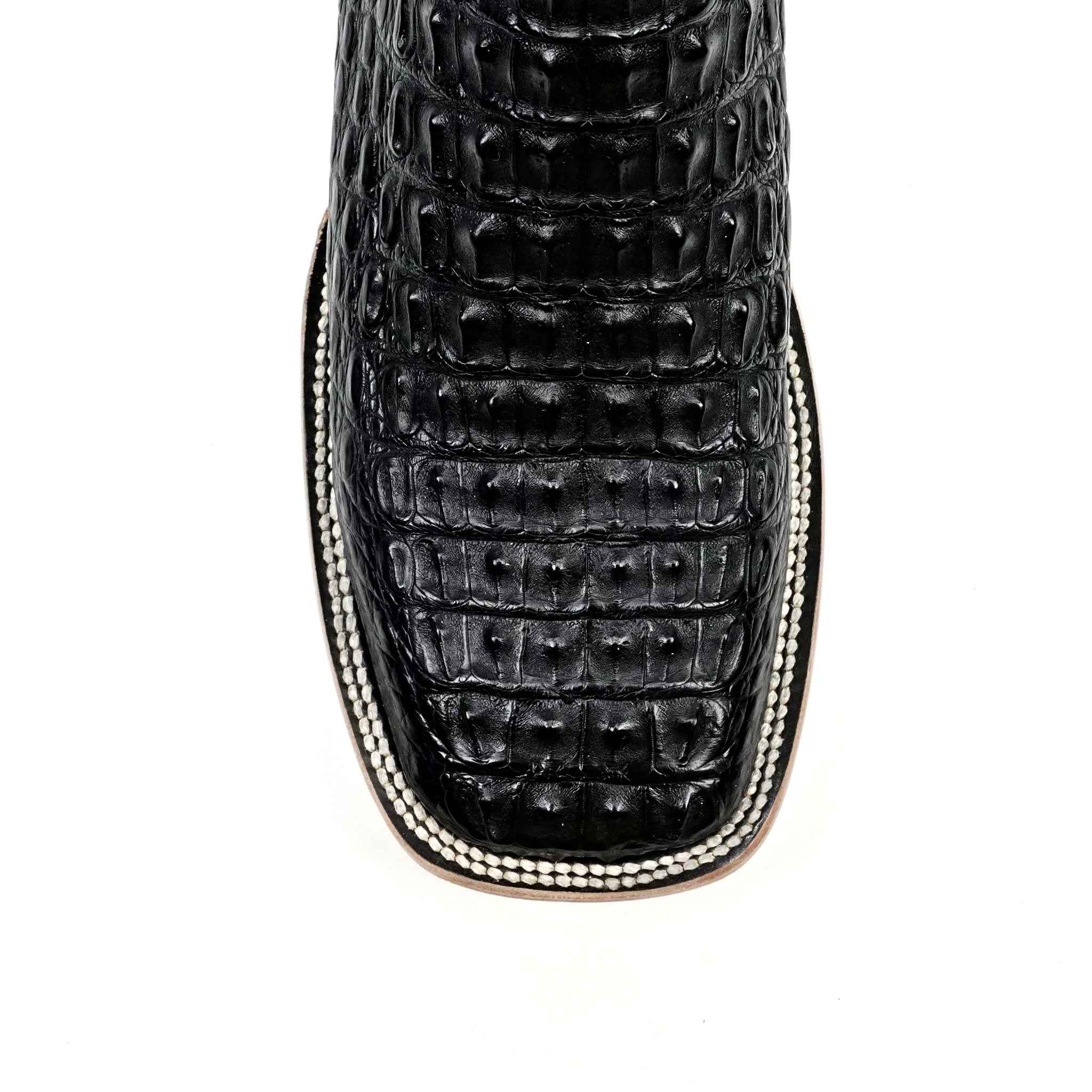 Rhodes Caiman Hornback Boots - Black - Square Toe (LM10)