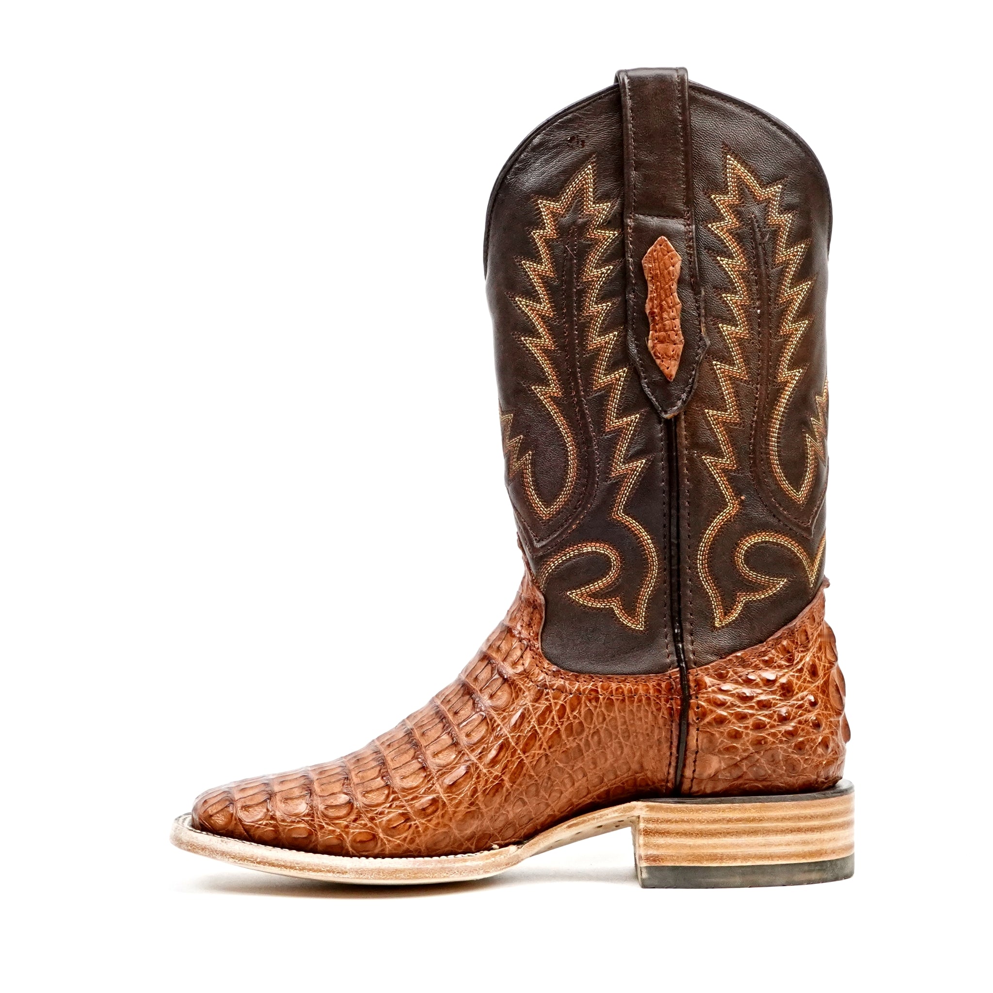 Rhodes Caiman Hornback Boots - Brandy - Square Toe (LM10)