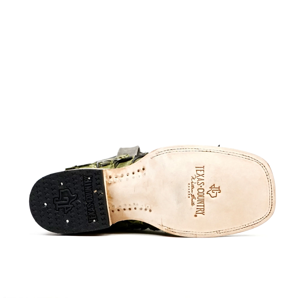 Connor Pirarucu Fish Boots - Agave - Square Toe (PZ60) - Gomez Western Wear
