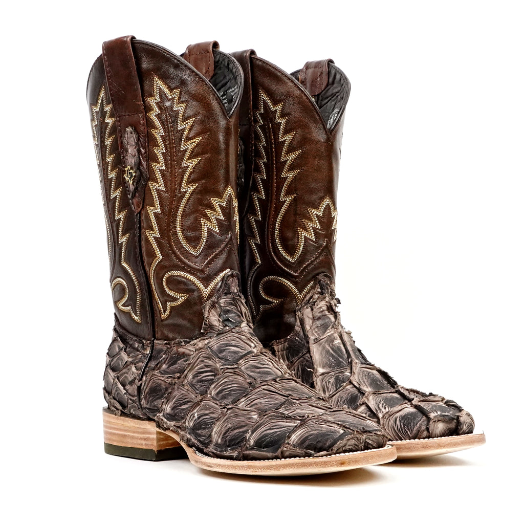 Connor Pirarucu Fish Boots - Matte White - Square Toe (PZ60) - Gomez Western Wear