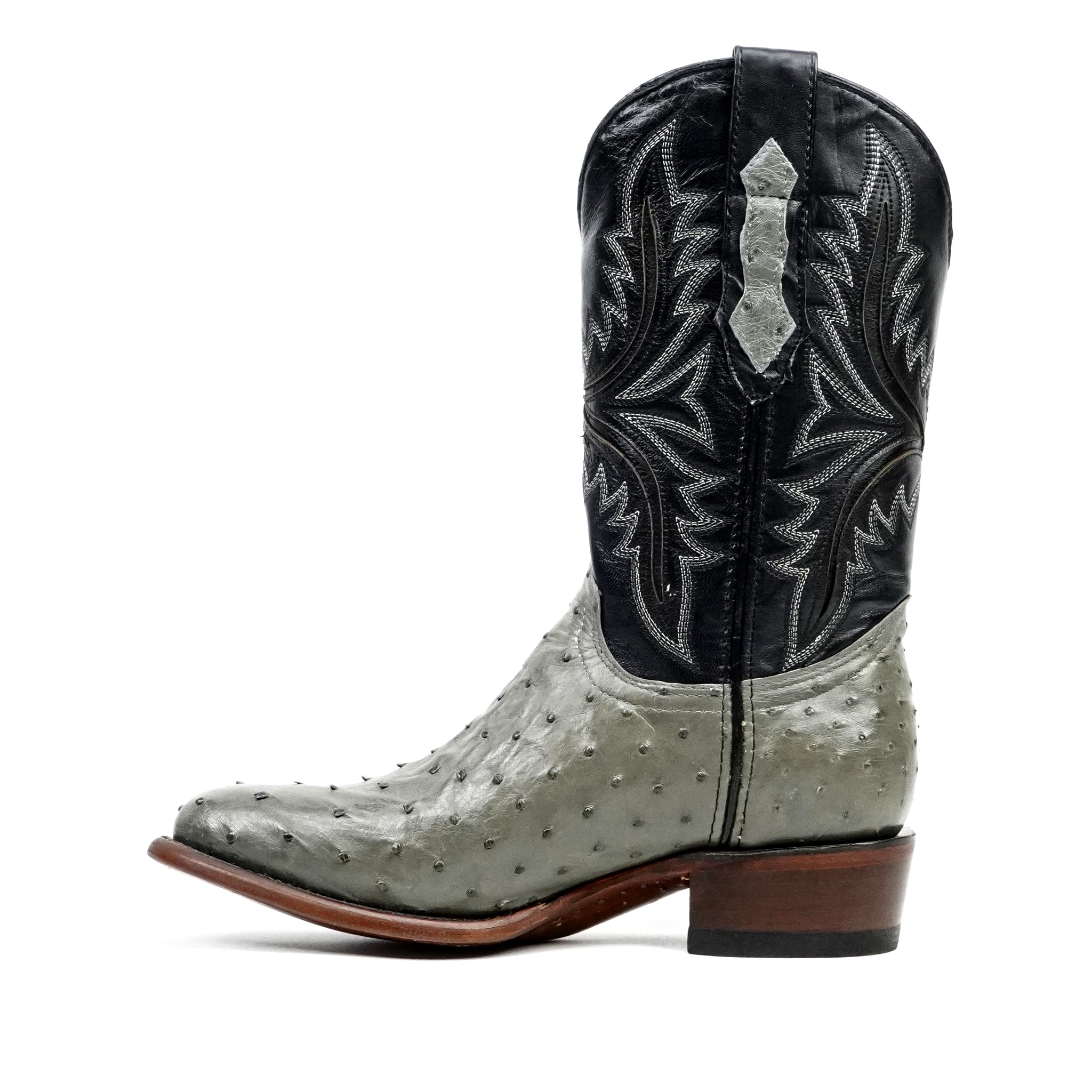 Austin Ostrich Boots - Oxford Gray - Round Toe (AV230)