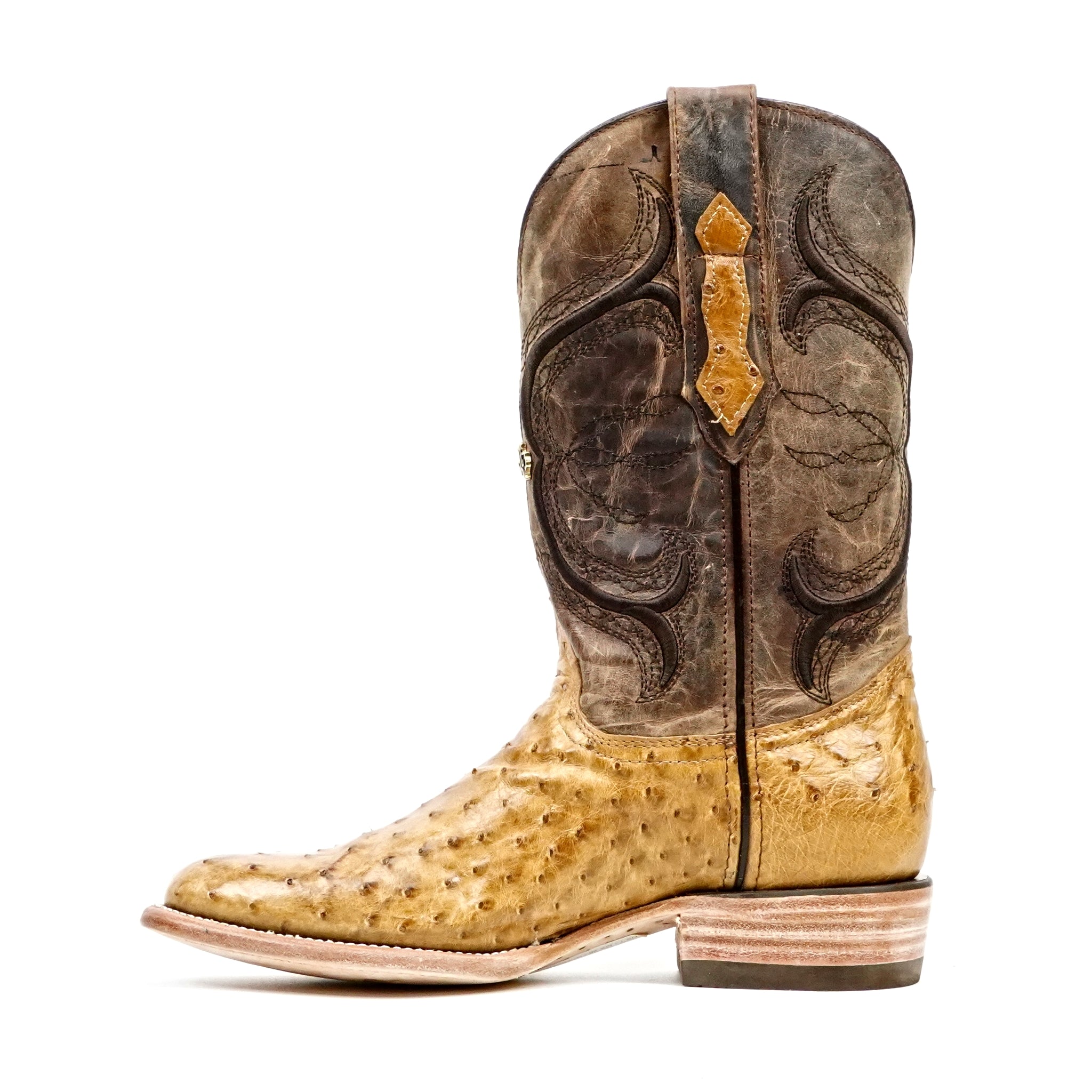 Austin Ostrich Boots - Antique - Roper Toe (AV201)