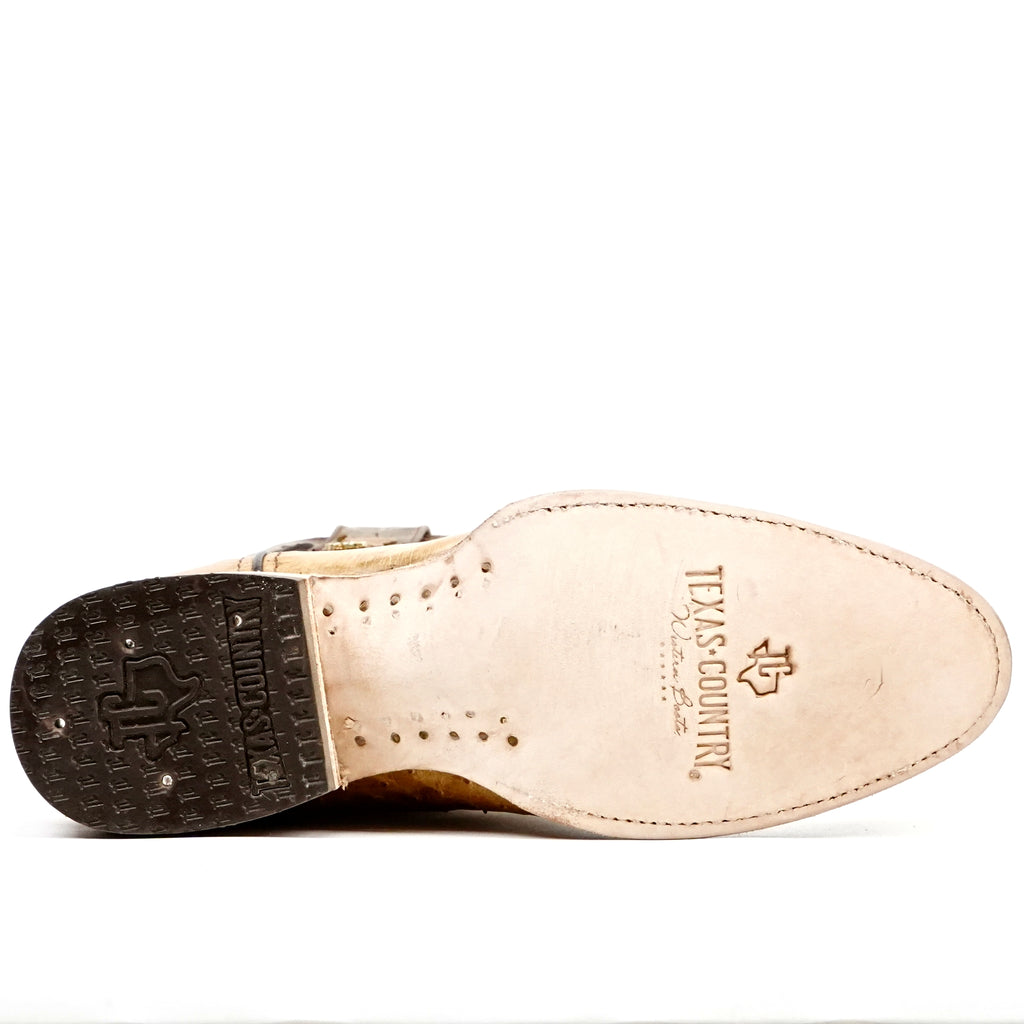 Austin Ostrich Boots - Antique - Roper Toe (AV201)