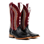 Botas Ranger Caiman Full Belly - Negras - Punta Cuadrada