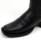 Grizzly Black Cowgirl Boots- Short Shaft - Narrow Square Toe (E862)