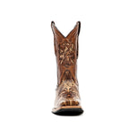 Botas Orix Florales Grabadas a Mano - Piel Repujada - Punta Rodeo (E696)