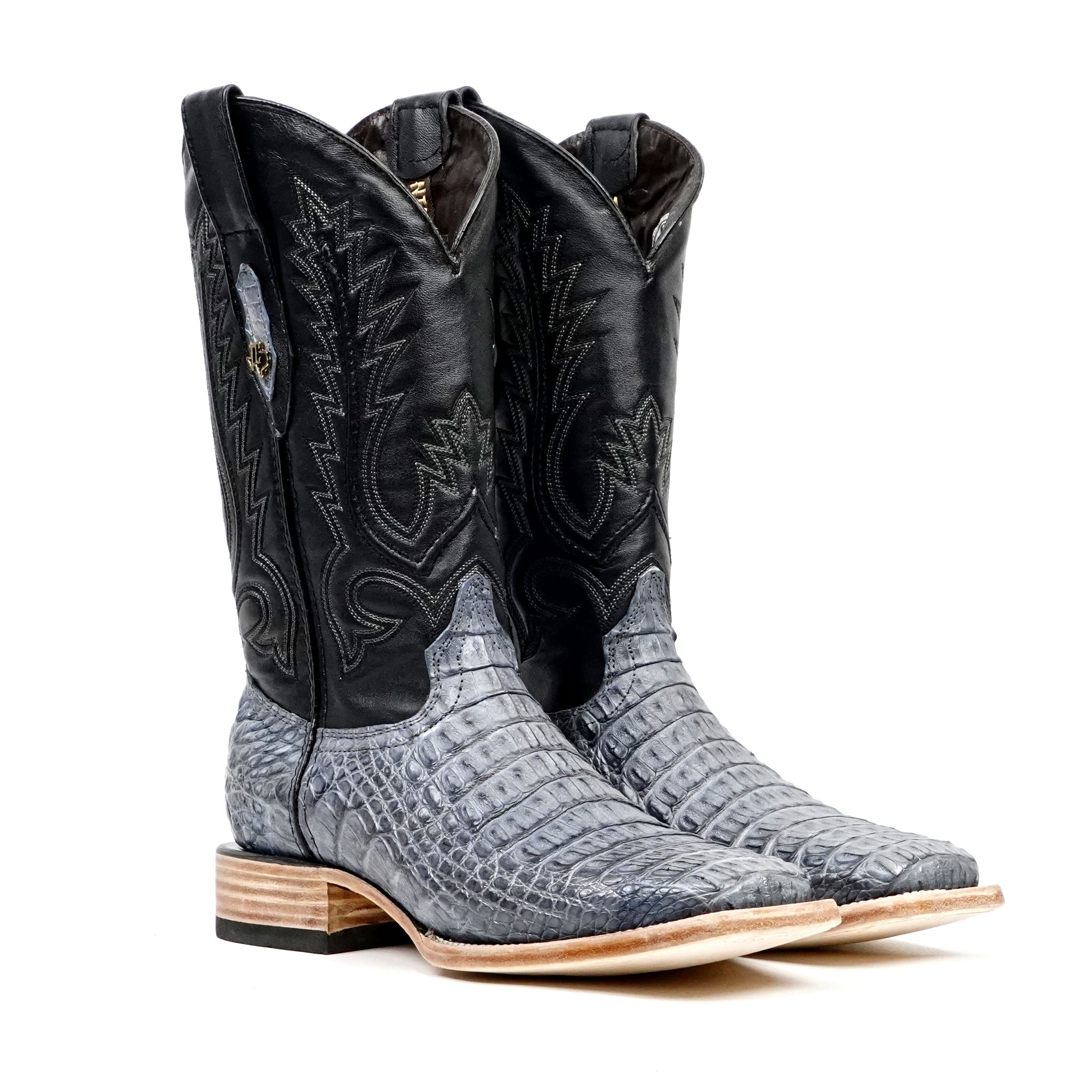 Rhodes Caiman Hornback Boots - Denim Blue- Square Toe (LM10)