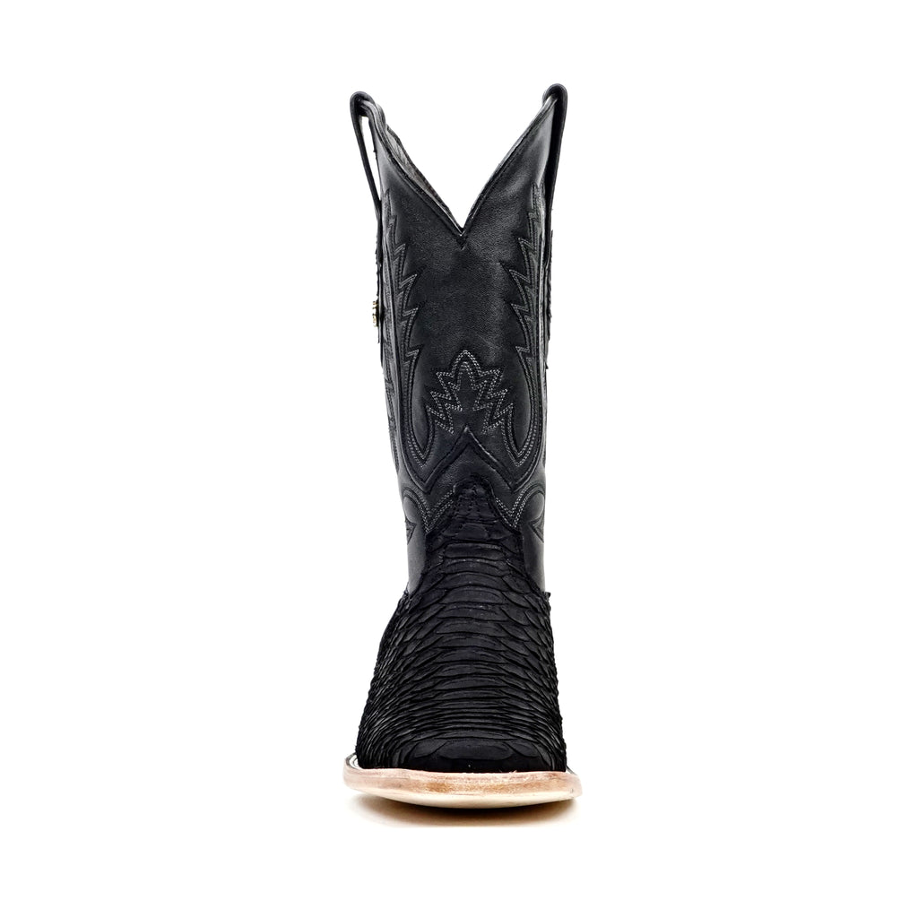 Tanner Python Boots - Matte Black - Square Toe (PN30)