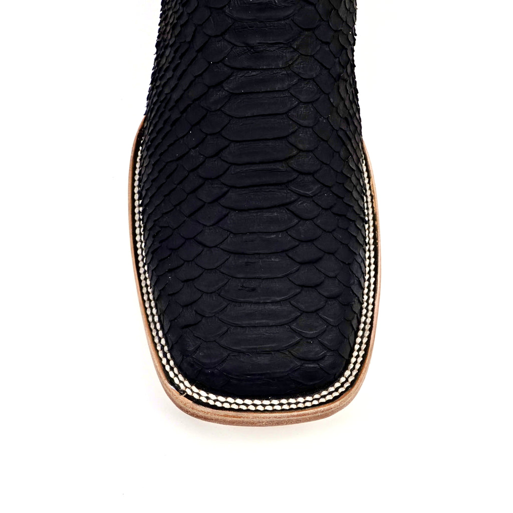 Tanner Python Boots - Matte Black - Square Toe (PN30)