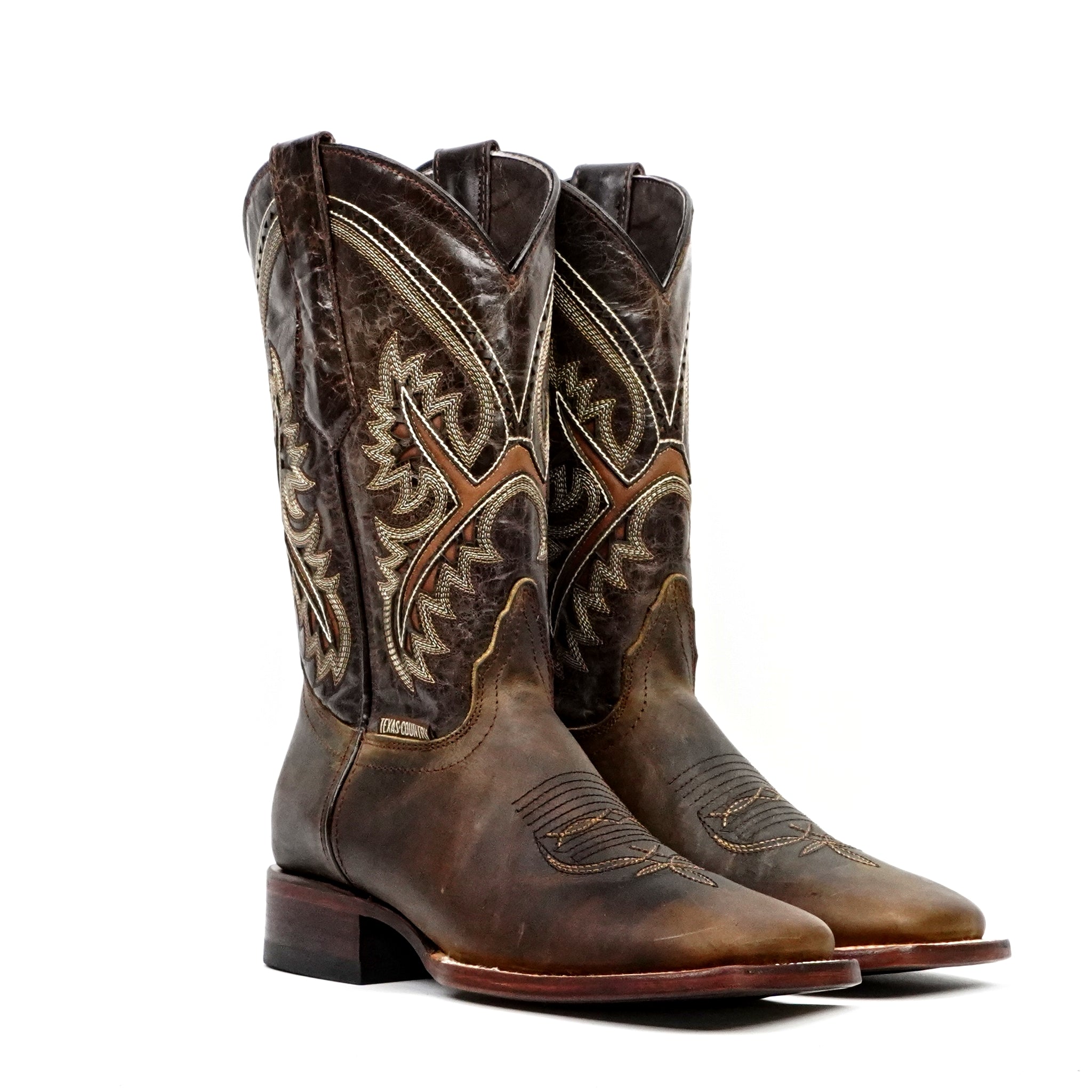 Azkar Tan Cowboy Boots - Square Toe (E29)