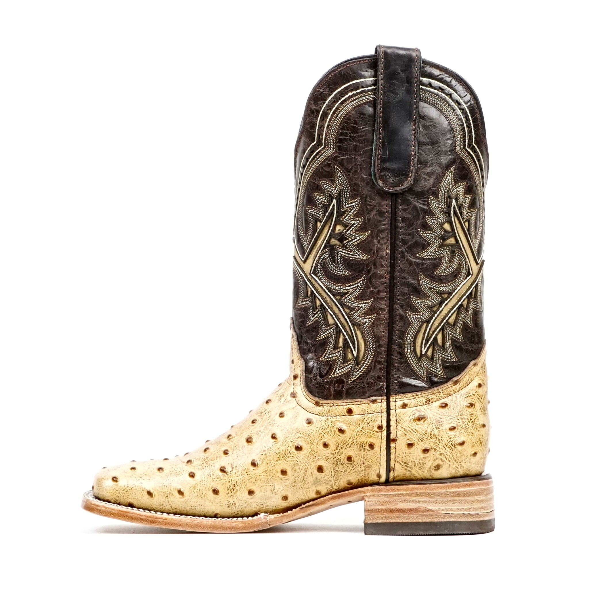 Ostrich Orix Cowboy Boots - Embossed Leather - Square Toe (E424)