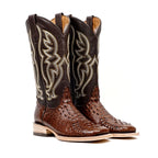 Crocodile Head Choco Boots - Embossed Leather - Square Toe (E427)