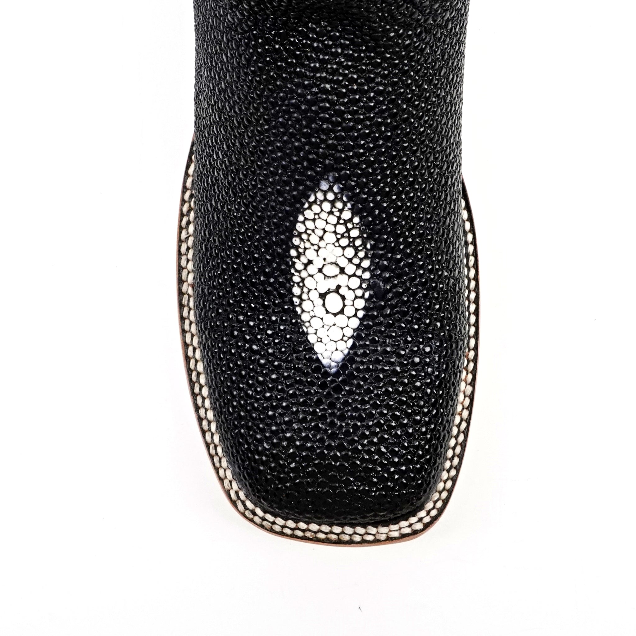 Stingray Black Boots - Embossed Leather - Square Toe (E442)