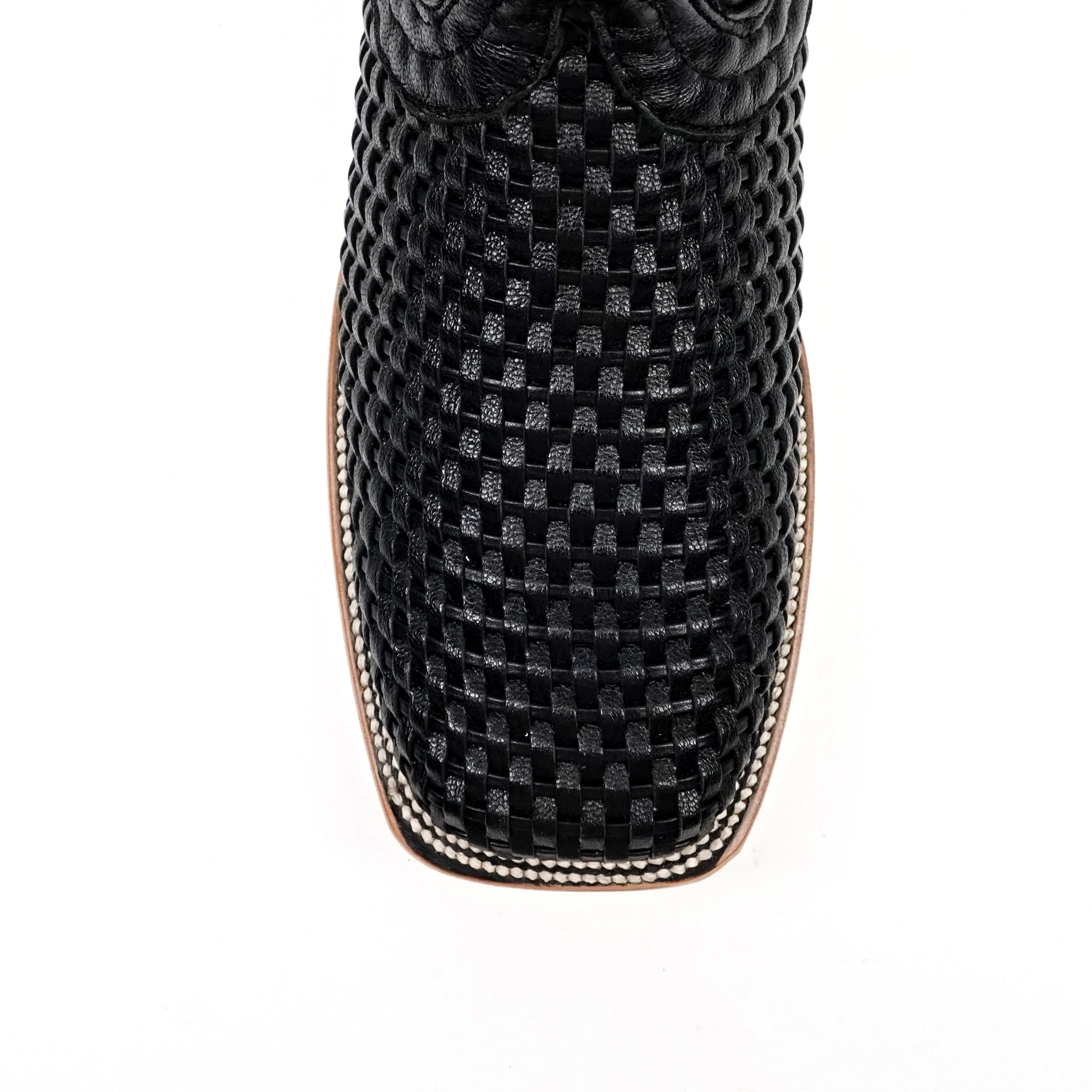 Rush Black Basketweave Boots - Square Toe (E633)