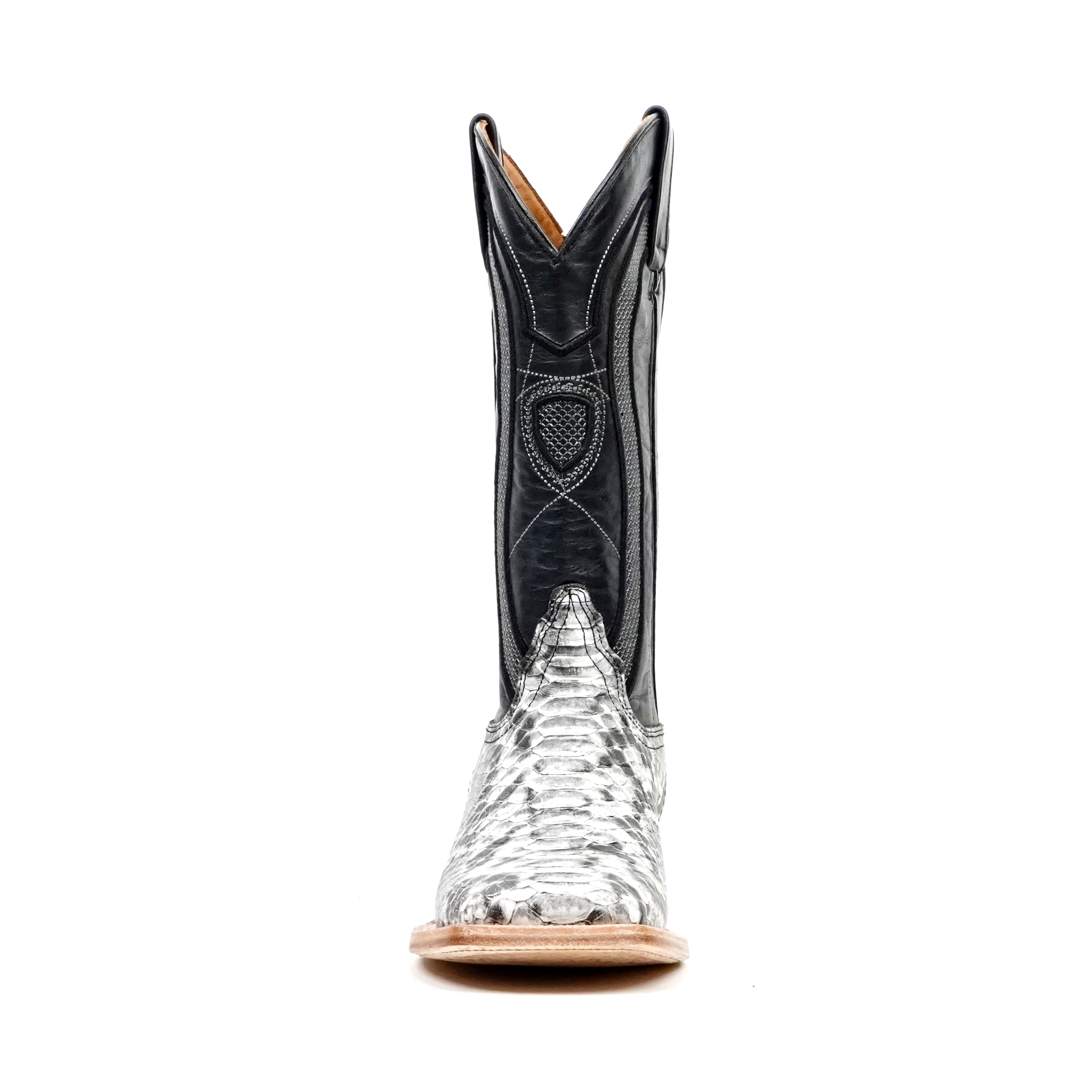 Python Natural Cowboy Boots - Embossed Leather - Square Toe (E913)
