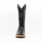 Python Black Boots - Embossed Leather - Square Toe (E913)