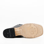 Python Black Boots - Embossed Leather - Square Toe (E913)