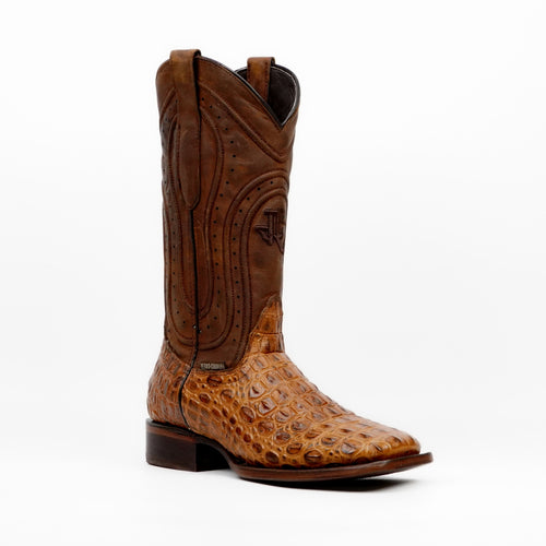 Alligator Hornback Brandy Boots - Embossed Leather - Square Toe (E930)