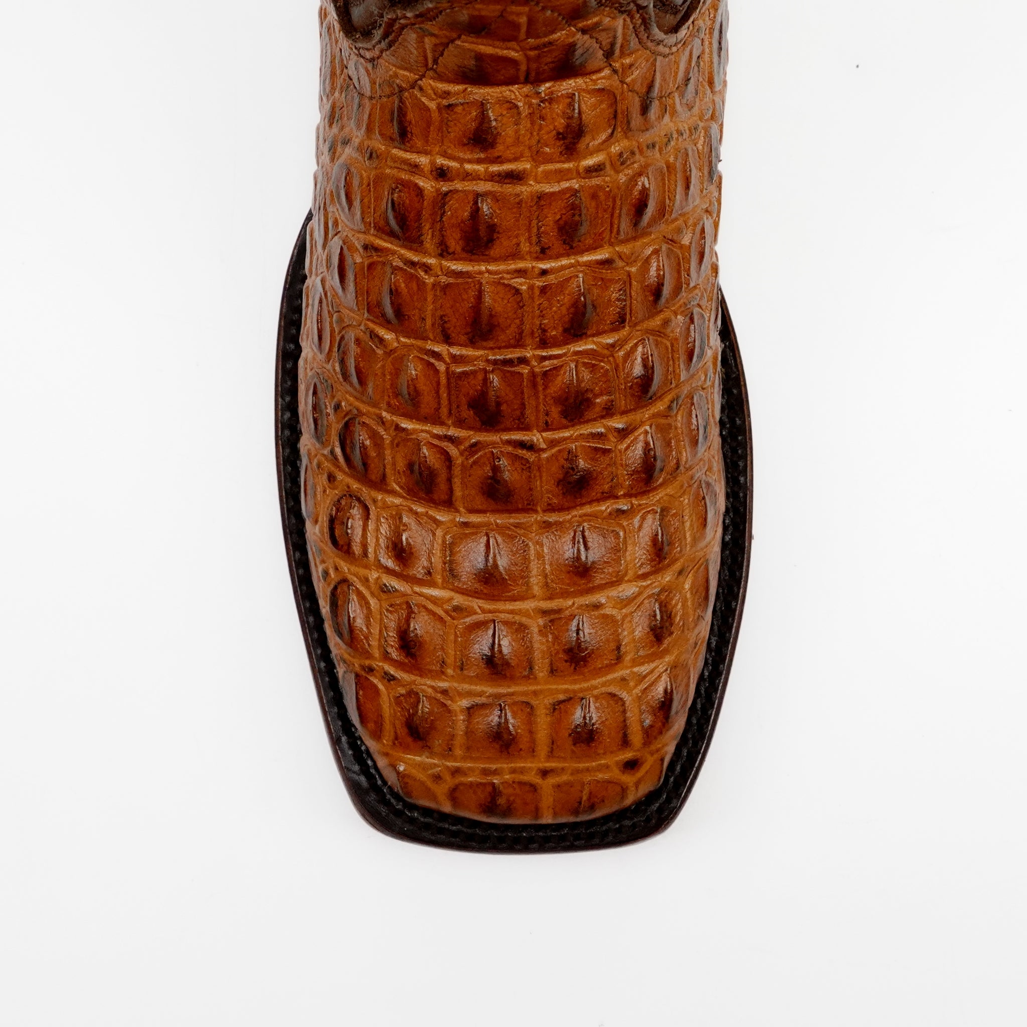 Alligator Hornback Brandy Boots - Embossed Leather - Square Toe (E930)