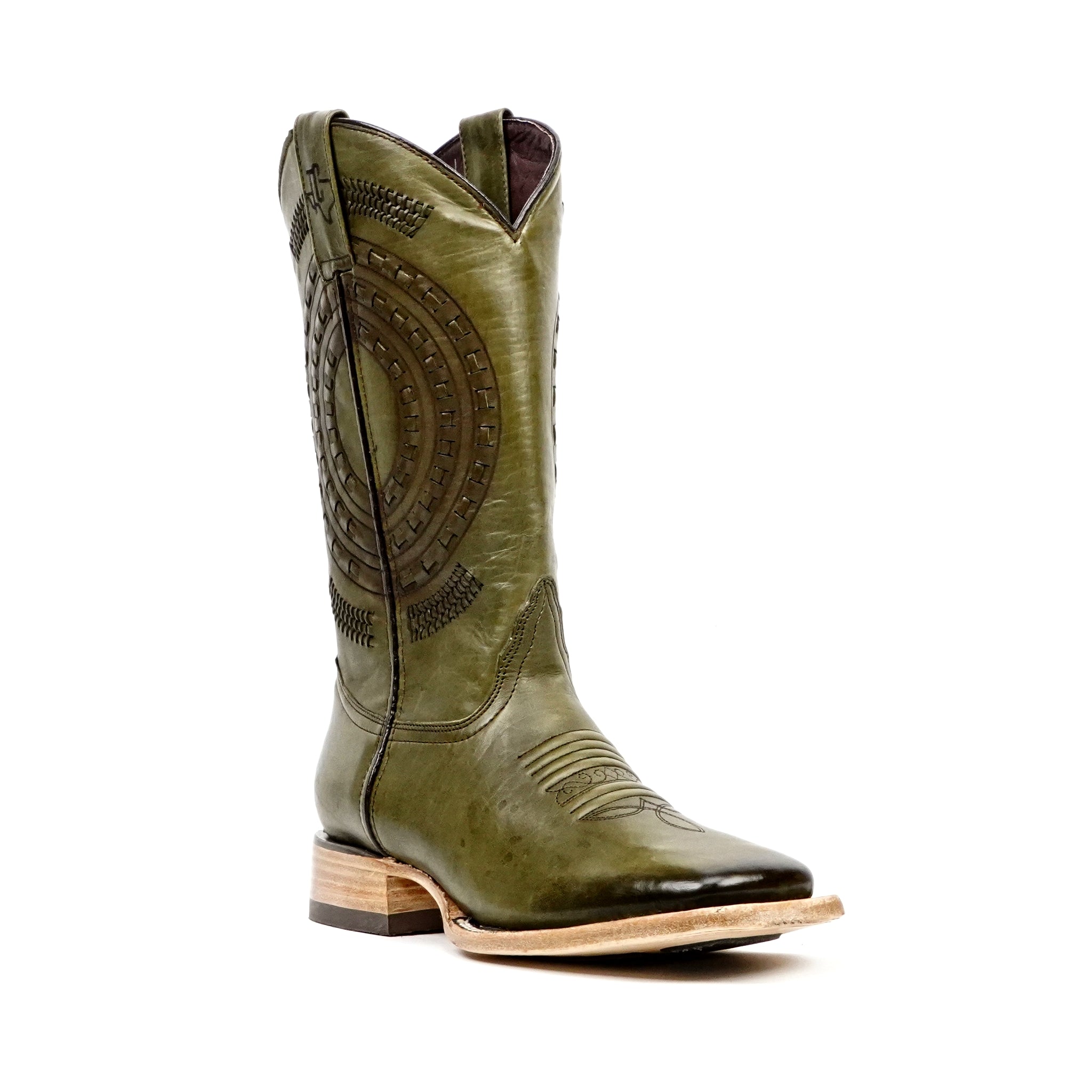 Cleyton Olive Cowboy Boots - Square Toe (E944)