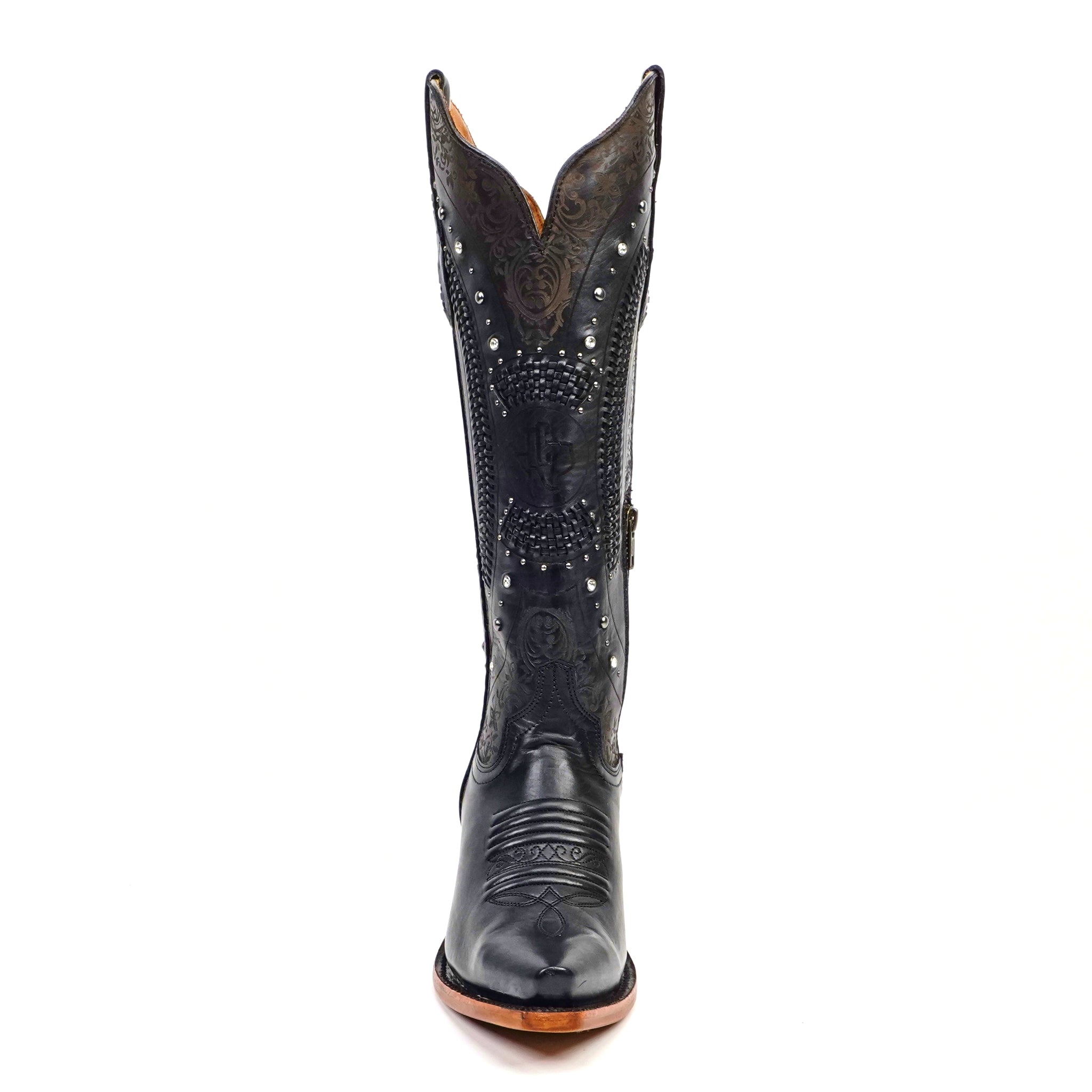 Priscila Cleyton Black Cowgirl Boots - Tall Shaft - Snip Toe (E871)