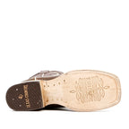 Snake Cowboy Boots - Brown Embossed Leather - Square Toe (E948)