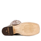 Lizard Cowboy Boots - Brown Embossed Leather - Square Toe (E949)