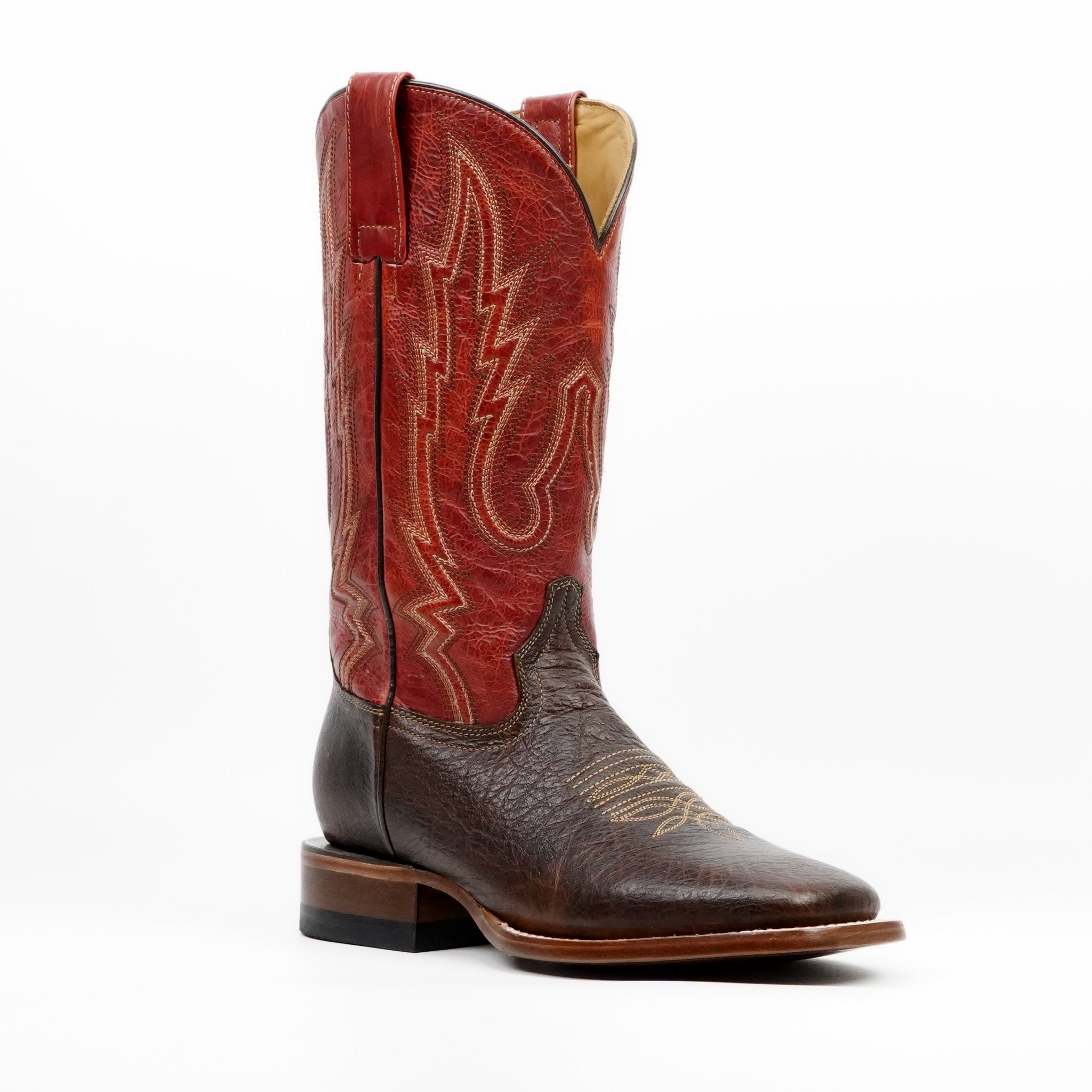 Shrunken Calf Brown Cowboy Boots - Square Toe (E083)