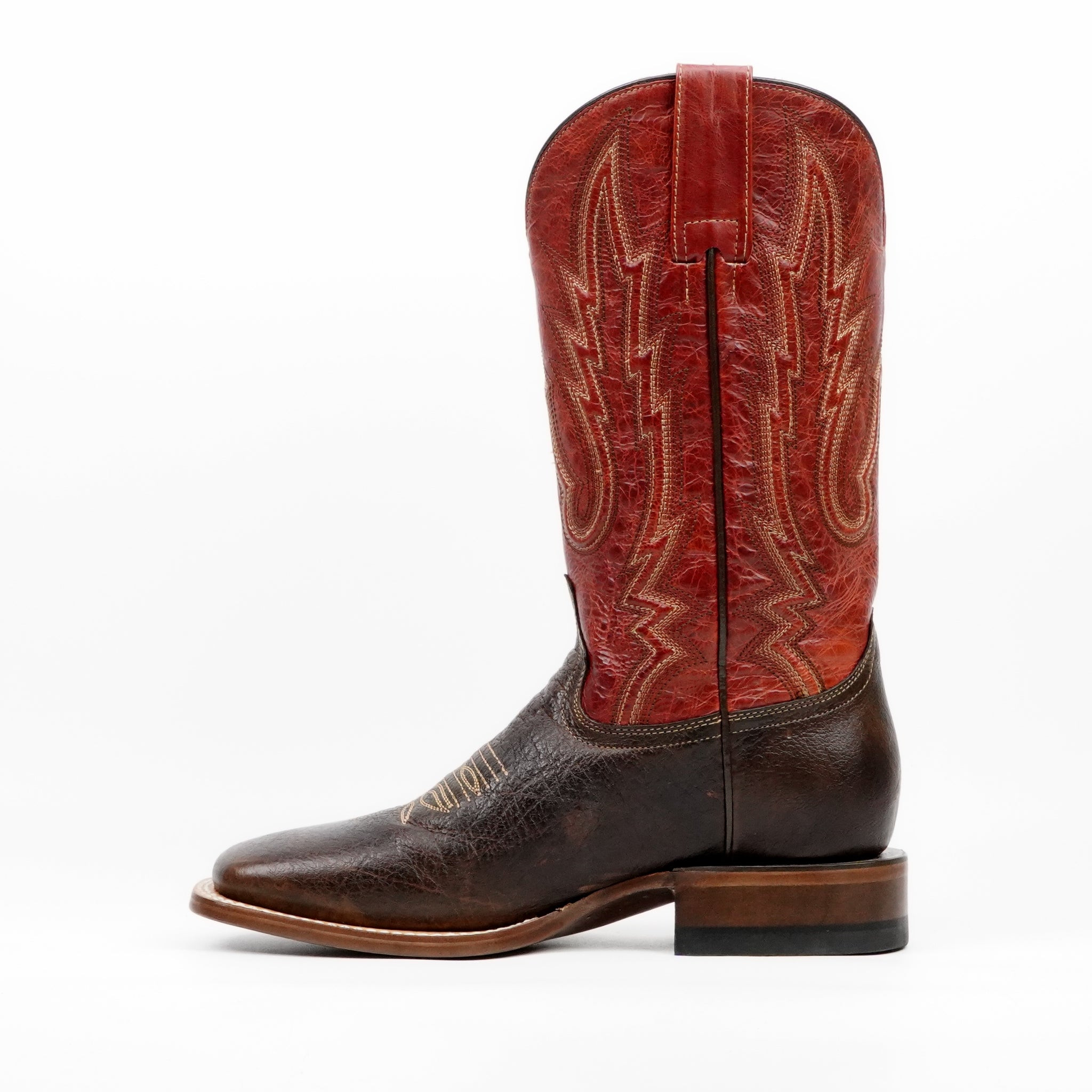 Shrunken Calf Brown Cowboy Boots - Square Toe (E083)