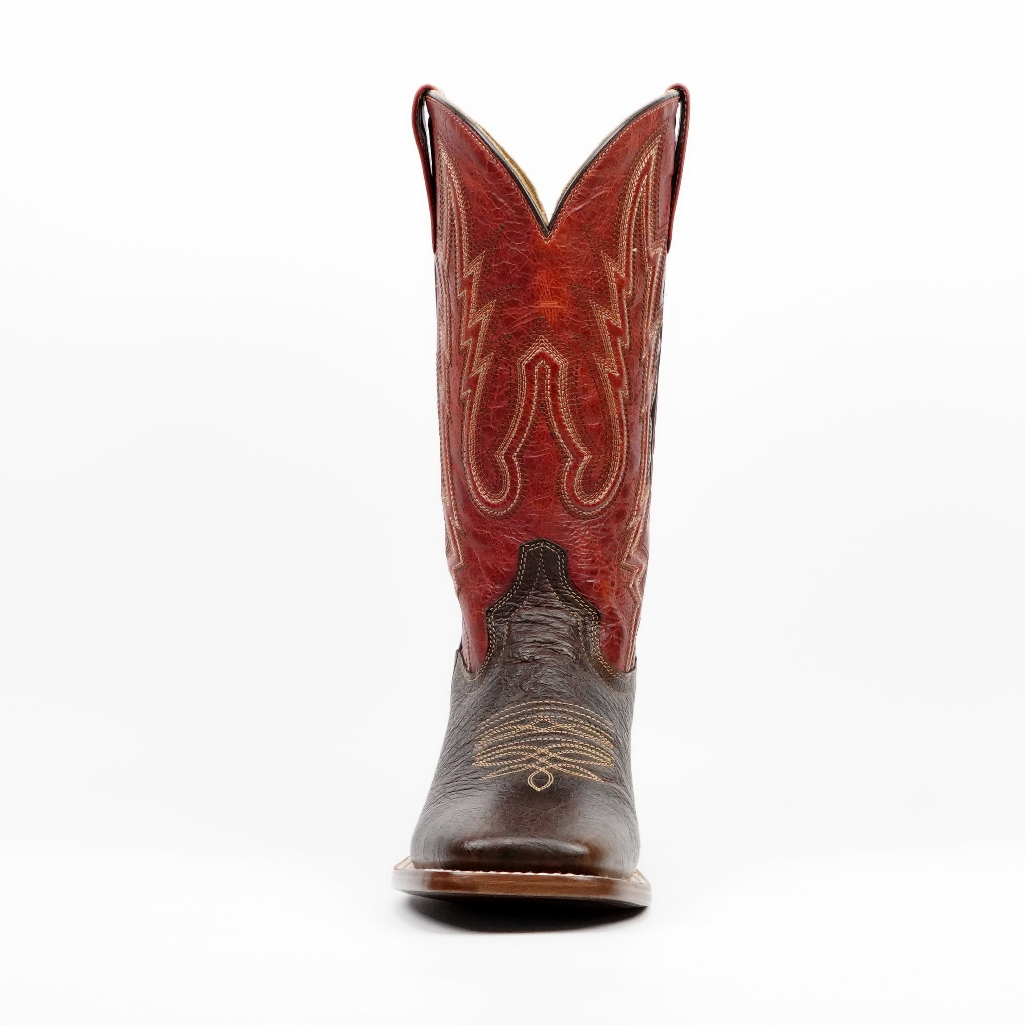 Shrunken Calf Brown Cowboy Boots - Square Toe (E083)