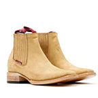 Nubuck Tan Ankle Boots - Square Toe (E1200)