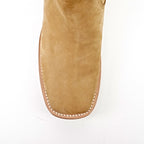 Nubuck Tan Ankle Boots - Square Toe (E1200)