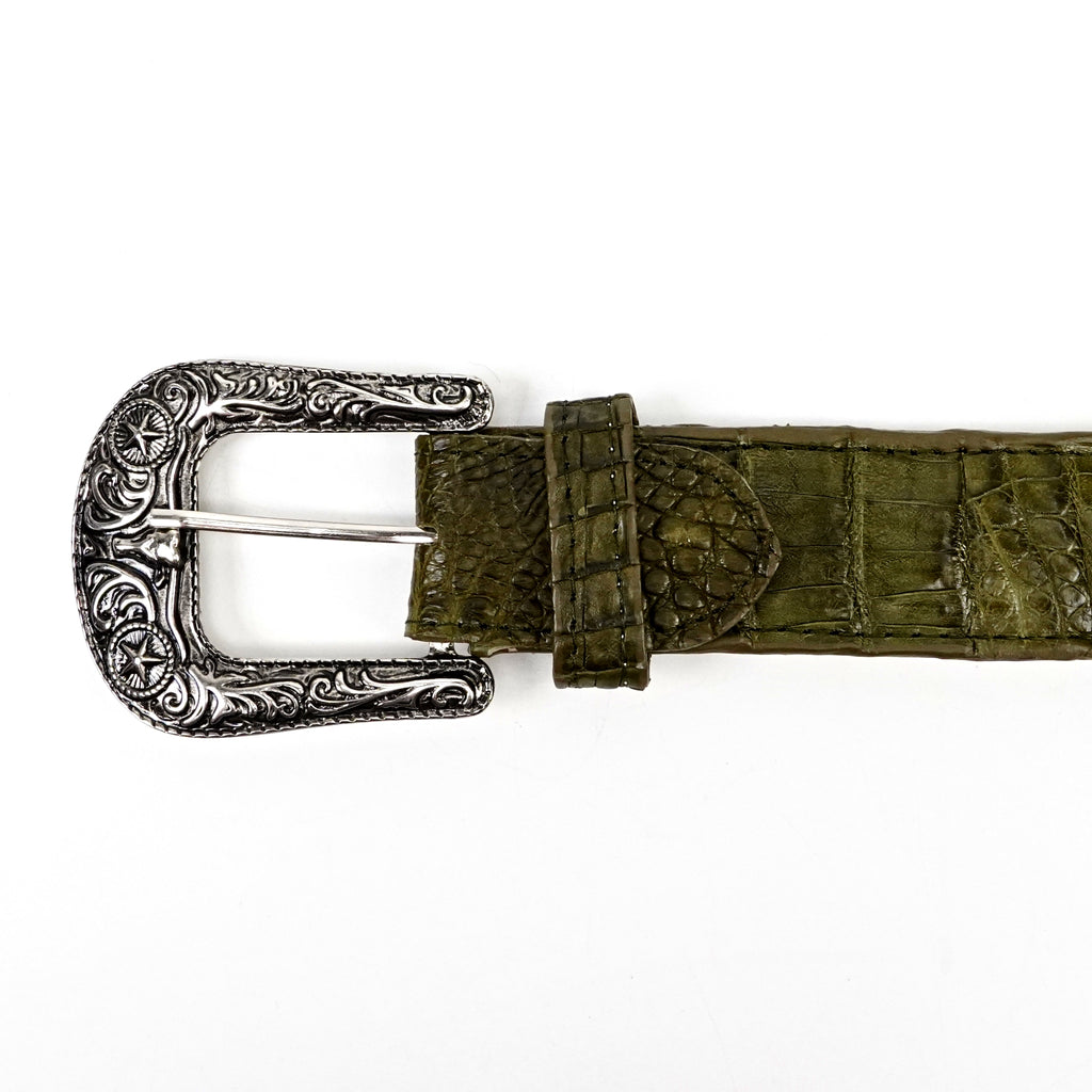 Exotic Full Quilt Caiman Belt - Agave (C028)