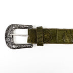 Exotic Full Quilt Caiman Belt - Agave (C028)