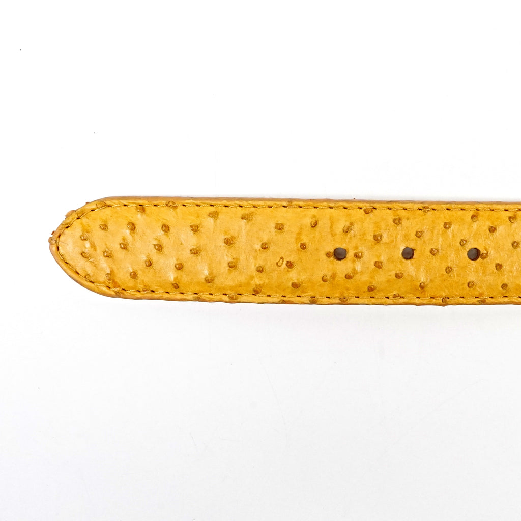 Cinturón exótico de avestruz acolchado - Amarillo (C-028)