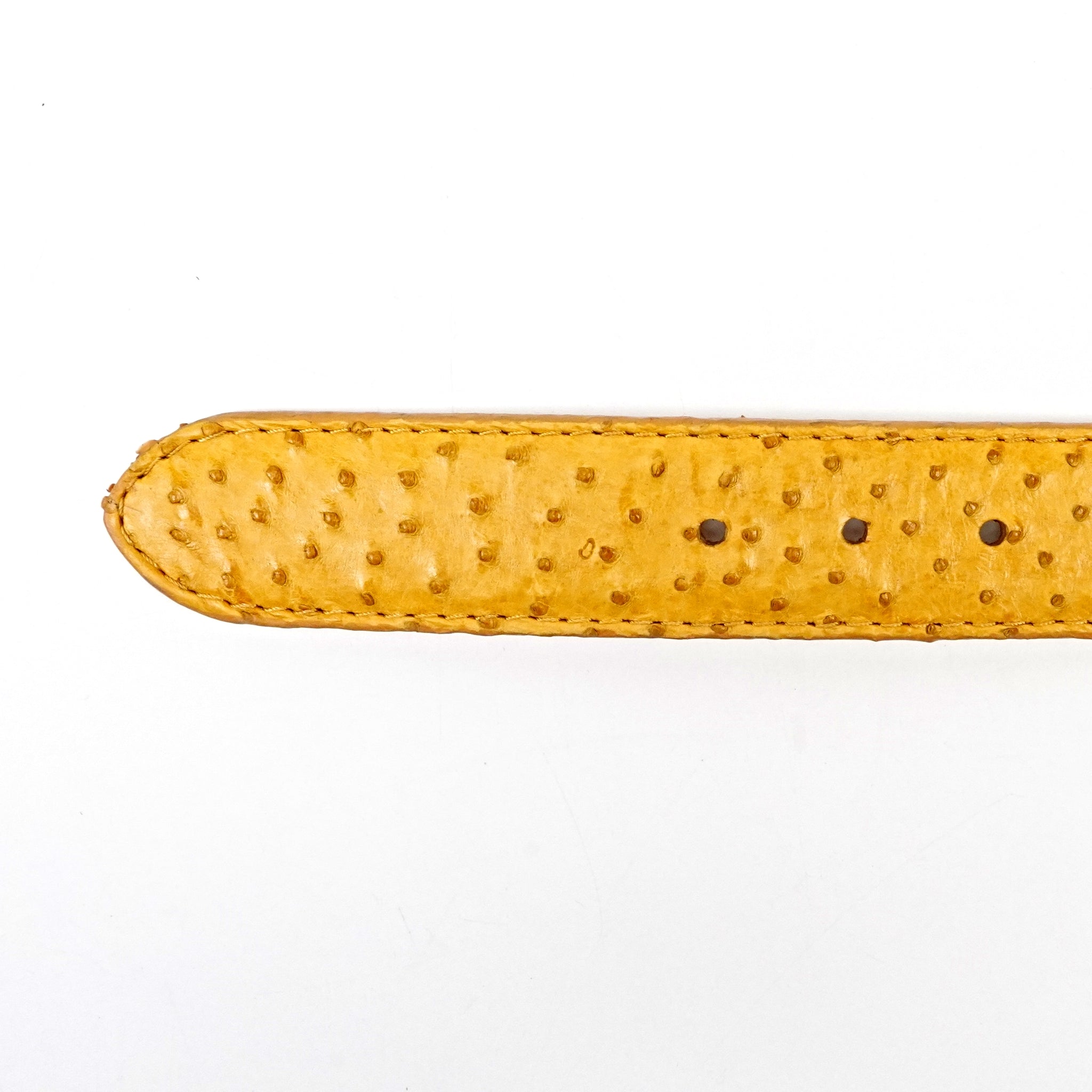 Cinturón exótico de avestruz acolchado - Amarillo (C-028)