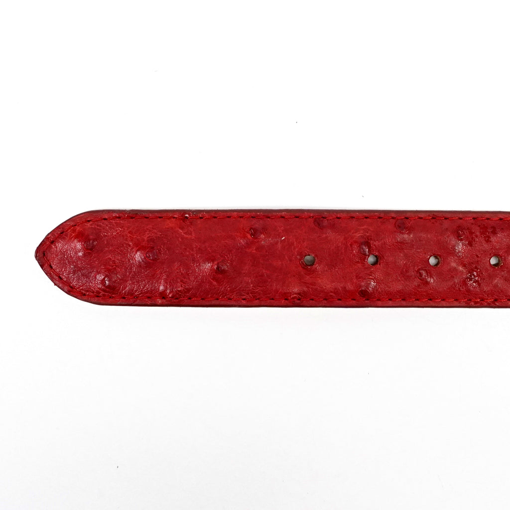 Cinturón de avestruz exótico Full Quilt - Rojo (C-028)
