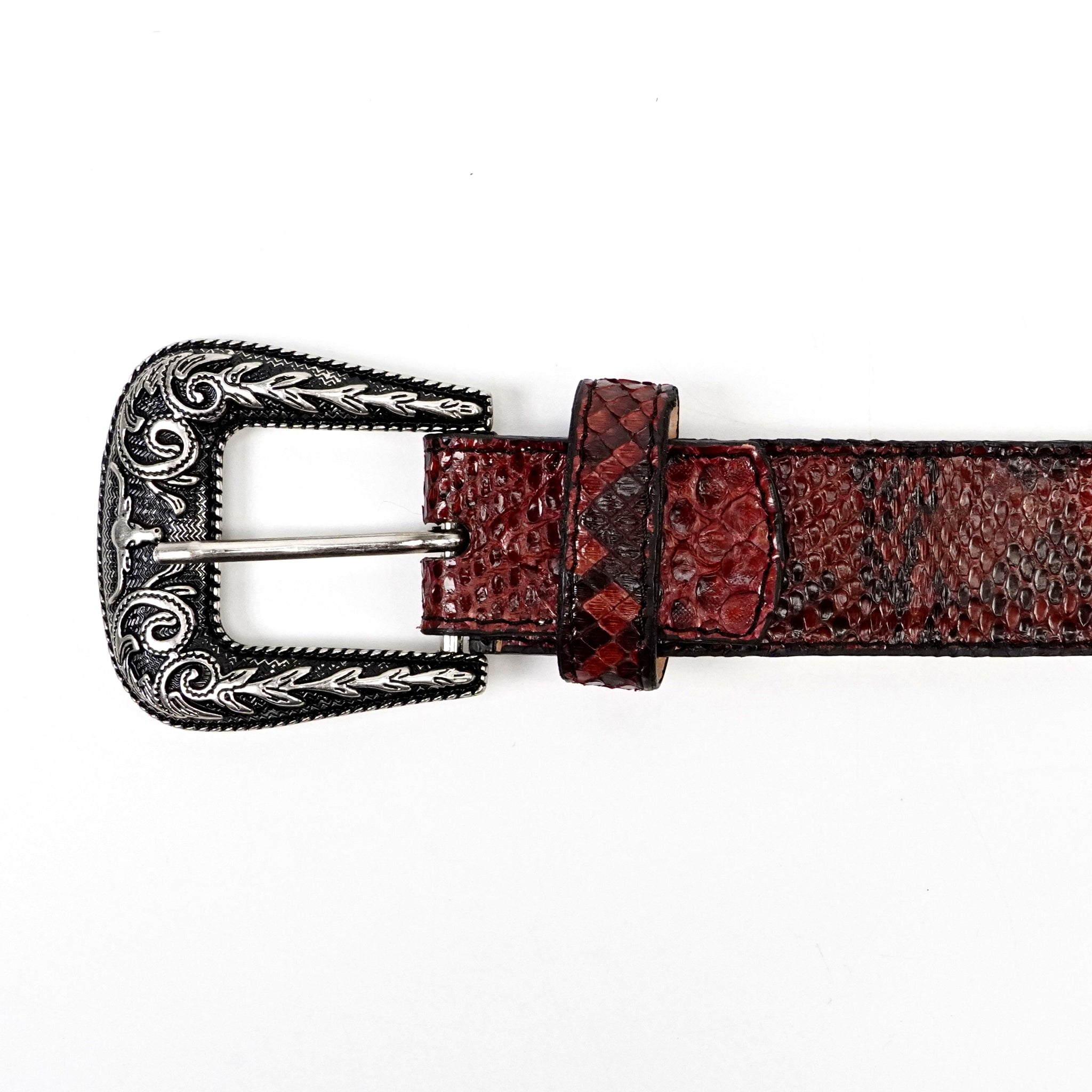 Cinturón exótico de pitón de piel entera - Rojo (C-028)