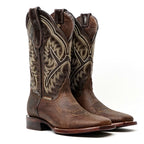 Cheyenne Choco Leather Boots (Youth) - Square Toe (E29)