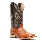 Ostrich Cognac Boots (Youth) - Square Toe (E424)