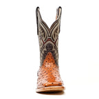 Ostrich Cognac Boots (Youth) - Square Toe (E424)