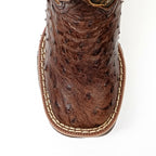 Ostrich Tobacco Kids Boots - Double-Density Sole - Square Toe
