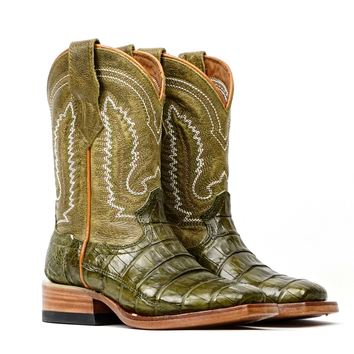 Kids Caiman Belly Agave Boots - Square Toe