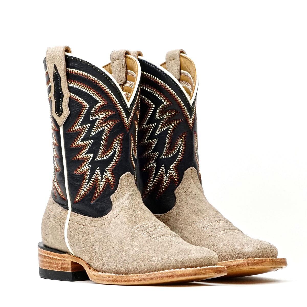 Kids Khaki Roughout Boots - Square Toe (E3002)