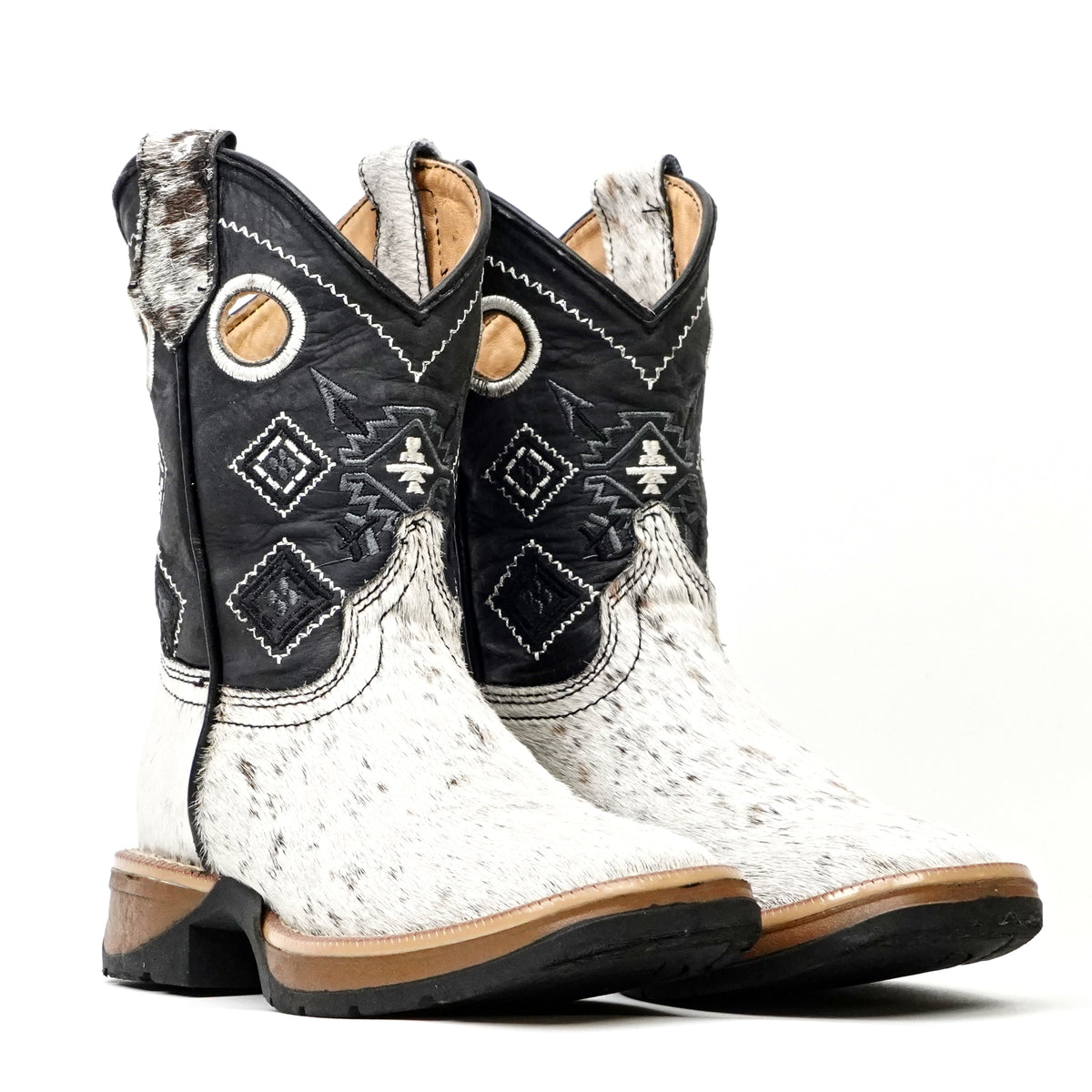 Kids Cowhair Boots- Double Density Sole - Square Toe